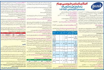 اعلامیه پذیره نویسی سهام شرکت لابراتوارهای رازک (سهامی عام)